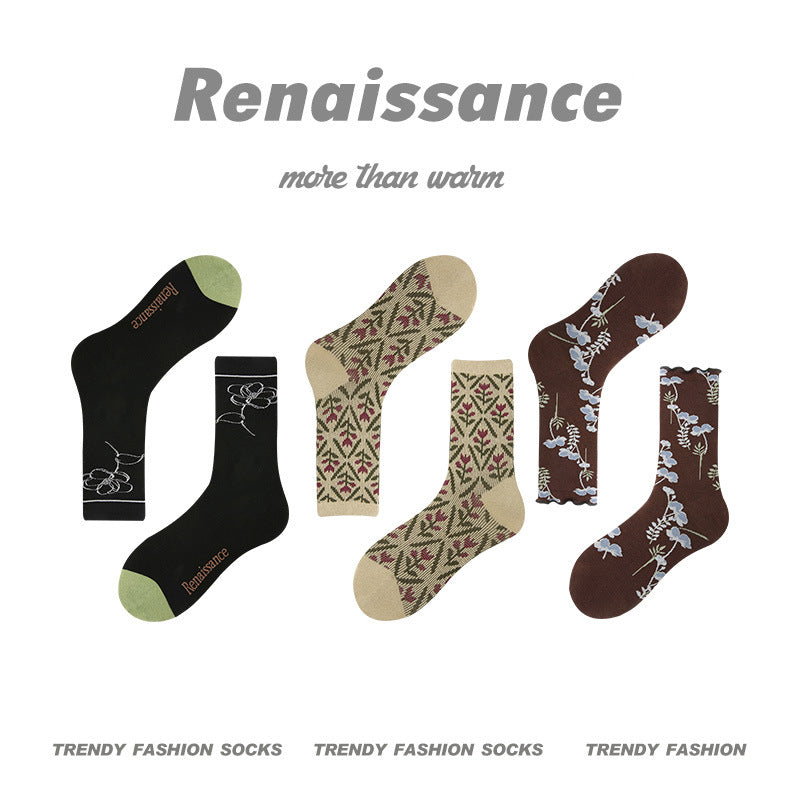 Renaissance Collection Women Socks 3 Pairs Bundle Moon Shadow Dream Catcher Butterfly