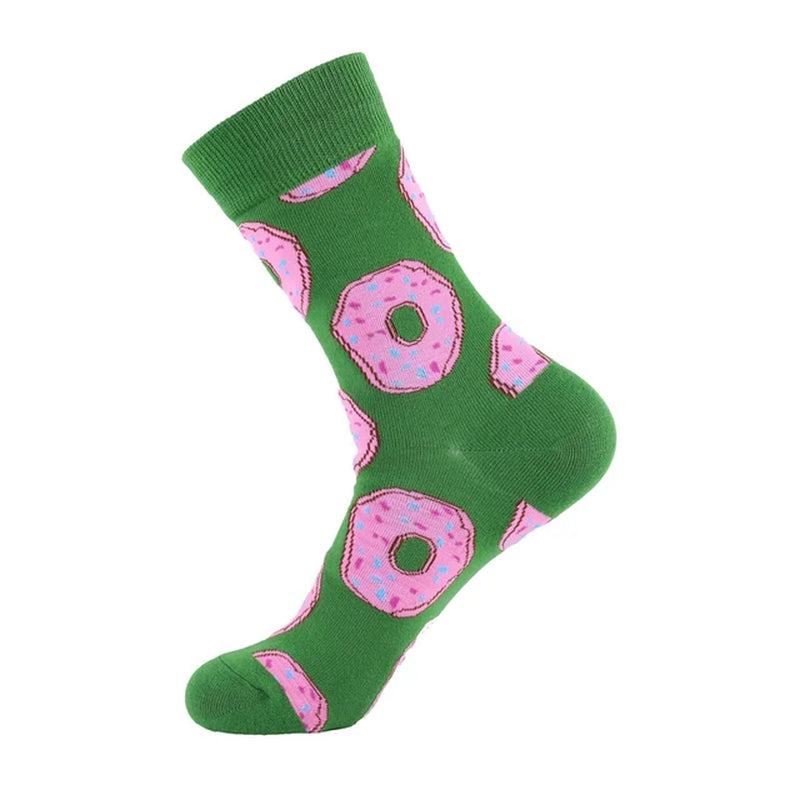 Women Socks Funny Cute Cartoon Fruits Banana Avocado Lemon Egg Cookie Donuts Food Happy Japanese Harajuku Skateboard Socks