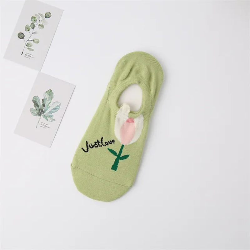 Women Socks Flower Rabbit Pattern Cute Kawaii Japanese Korean Style Cotton Harajuku Funny Breathable Casual Spring Floral Socks