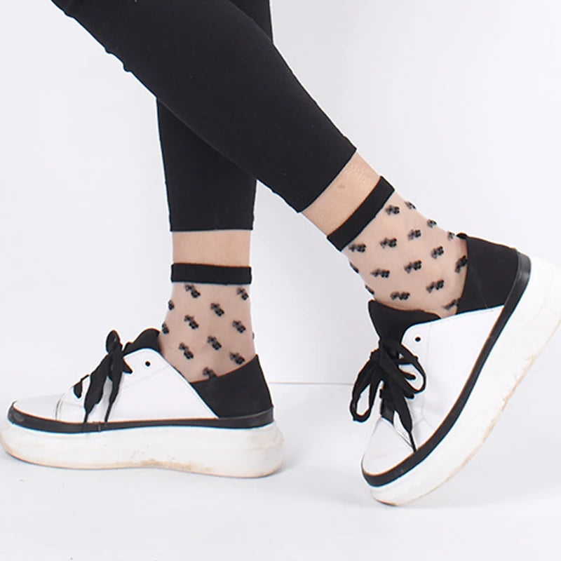 Fashion Sexy Women Socks New Product Crystal Silk Tide Socks Spring Summer Transparent Lace Mesh Fishnet Socks Lady Socks