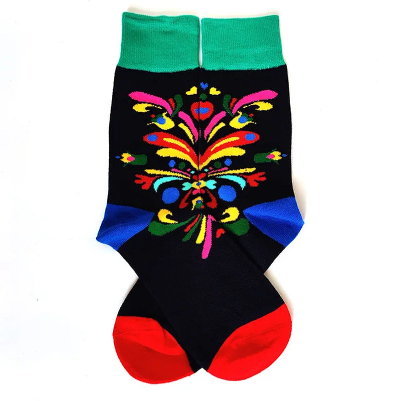 Women Socks Fashion Funny Creative Colorful Flower Letter Oil Pattern Art Socks Street Trend Happy Sox