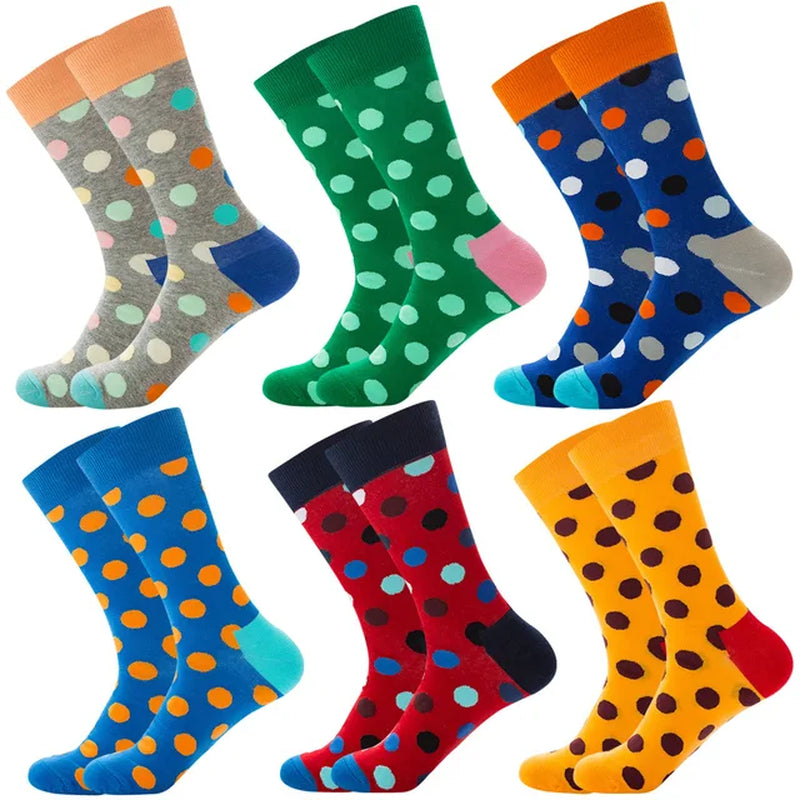 6 Pairs Hip Hop INS Style Men/Women Socks Combed Cotton Happy Print Art Funny Socks Men Casual Crew Skateboard Socks Long Tube