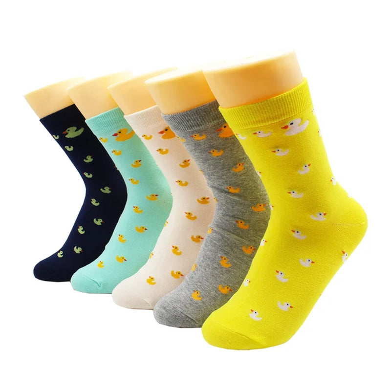 5/10 Pairs Harajuku Hip-Hop Animal Print Cotton Women Socks Fashion Korean Kawaii Cute Cartoon Cat Dog Duck Girl Socks