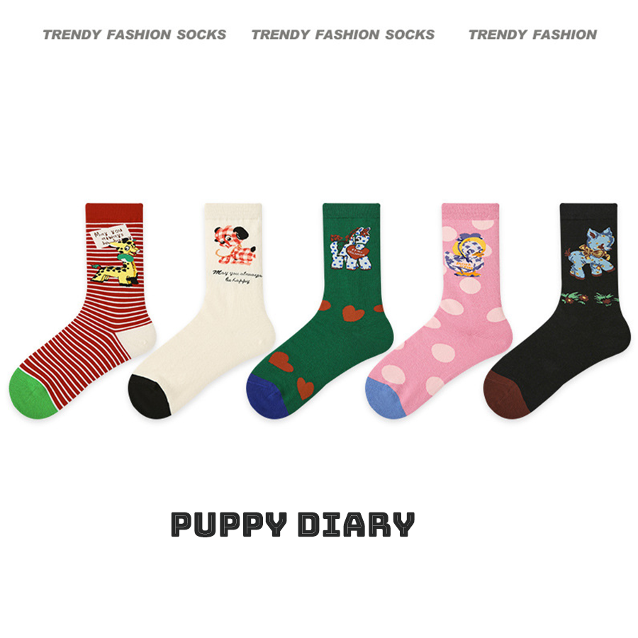 Women Socks 5 Pairs Bundle Cute Cartoon Bunny Rabbits Hosiery Spring Collection